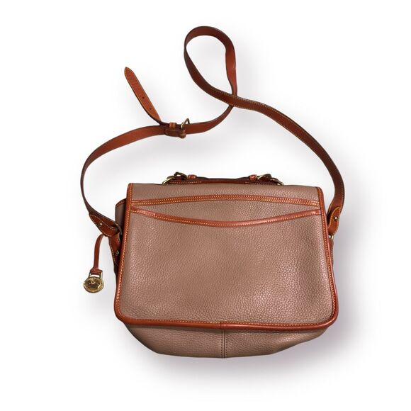 Dooney & Bourke AWL Vintage Satchel Taupe leather Carrier messenger bag purse - Picture 3 of 8